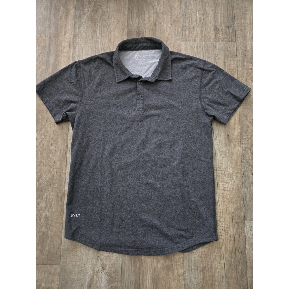 BYLT Shirt Mens Med Lux Polo Performance Short Sleeve Gray